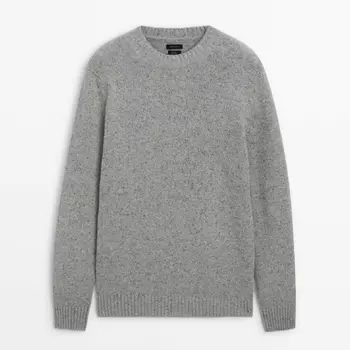 Свитер Massimo Dutti Crew Neck Knop Yarn, серый