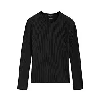 Свитер Massimo Dutti Crew Neck Ribbed, черный