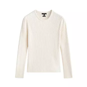 Свитер Massimo Dutti Crew Neck Ribbed, кремовый