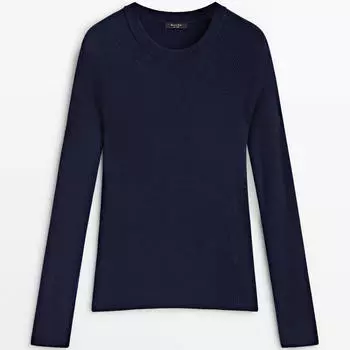 Свитер Massimo Dutti Crew Neck Ribbed, темно-синий