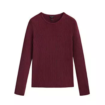 Свитер Massimo Dutti Crew Neck Ribbed, темно-пурпурный
