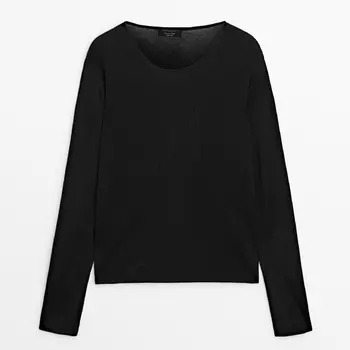 Свитер Massimo Dutti Crew Neck Shimmery Knit, черный