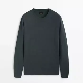Свитер Massimo Dutti Crew Neck, темно-зеленый
