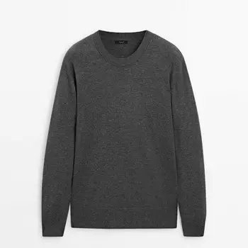 Свитер Massimo Dutti Crew Neck Wool, темно-серый