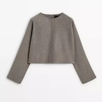 Свитер Massimo Dutti Double-faced Voluminous Wool Blend, серо-коричневый