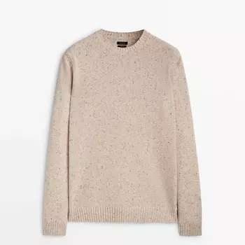Свитер Massimo Dutti Flecked Crew Neck Knit, бежевый