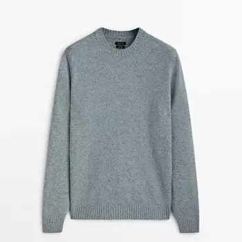 Свитер Massimo Dutti Flecked Crew Neck Knit, бледно-синий