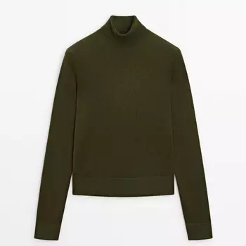 Свитер Massimo Dutti High Neck Knit, темно-зеленый
