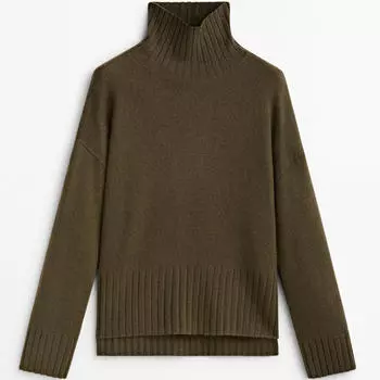 Свитер Massimo Dutti High Neck Oversize, хаки