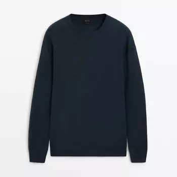 Свитер Massimo Dutti Jacquard Knit Crew Neck, фиолетовый