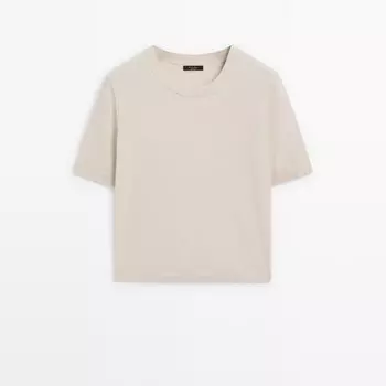 Свитер Massimo Dutti Knit Short Sleeve Co-ord, бежевый
