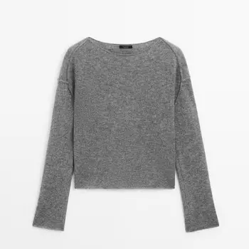 Свитер Massimo Dutti Knit With Shoulder Seams, серый