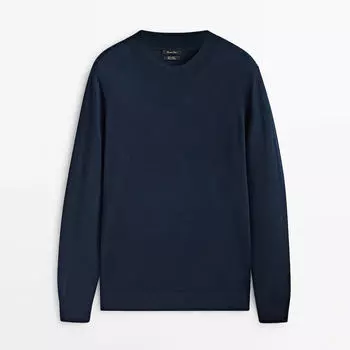 Свитер Massimo Dutti Merino Wool Mock Turtleneck, темно-синий
