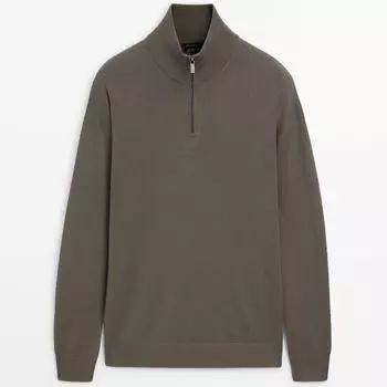 Свитер Massimo Dutti Mock Neck Knit Sweater, хаки