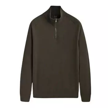 Свитер Massimo Dutti Mock Neck With Zip, хаки