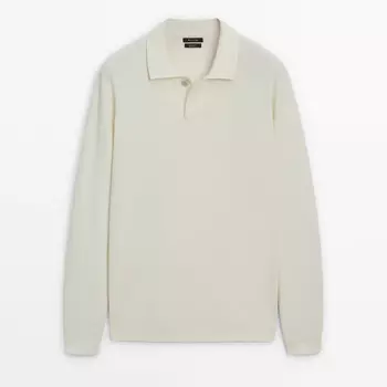 Свитер Massimo Dutti Polo Collar Milano Knit, кремовый