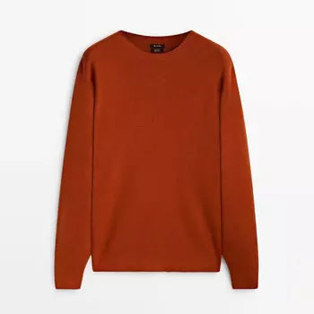 Свитер Massimo Dutti Ribbed Cotton Blend Knit, оранжевый