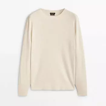 Свитер Massimo Dutti Ribbed Cotton Blend Knit, бежевый