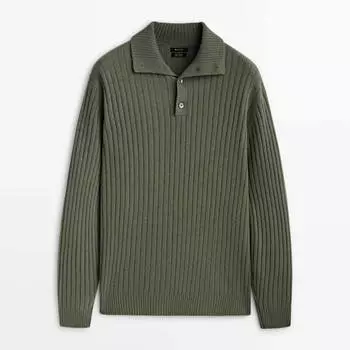 Свитер Massimo Dutti Ribbed Knit, хаки