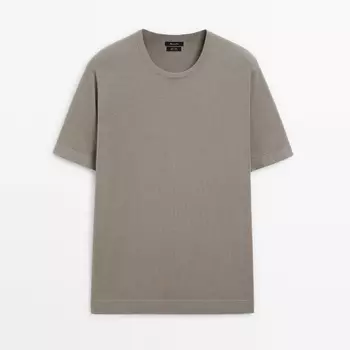 Свитер Massimo Dutti Short Sleeve Cotton Knit, хаки