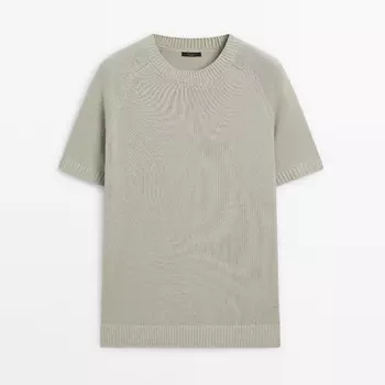 Свитер Massimo Dutti Short Sleeve Knit With Cotton, светло-зеленый