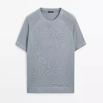 Свитер Massimo Dutti Short Sleeve Knit With Cotton, серый
