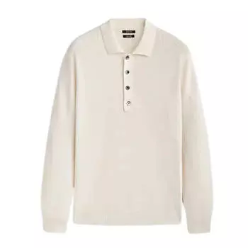 Свитер Massimo Dutti Textured Cotton Polo, кремовый