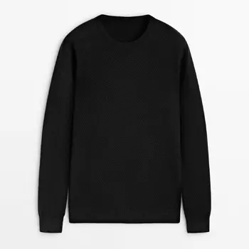 Свитер Massimo Dutti Textured Knit Crew Neck, черный