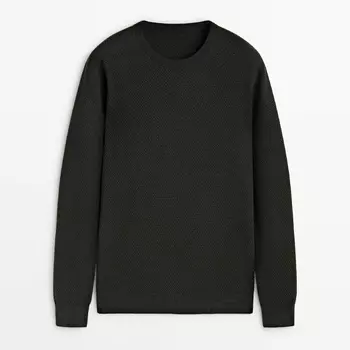 Свитер Massimo Dutti Textured Knit Crew Neck, серый