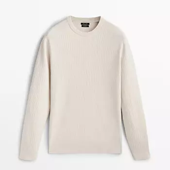 Свитер Massimo Dutti Textured Knit Crew Neck, бежевый