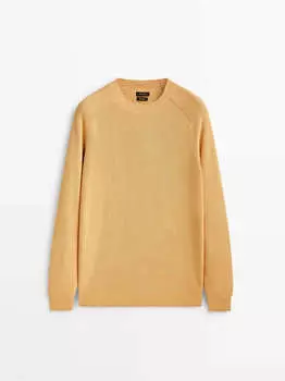 Свитер Massimo Dutti Textured Knit Crew Neck Sweater, темно-желтый