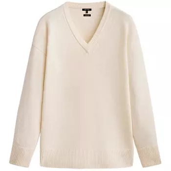 Свитер Massimo Dutti V-neck Cape, кремовый