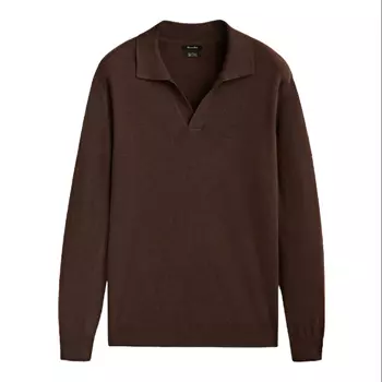 Свитер Massimo Dutti Wool And Cashmere Blend Polo, коричневый