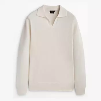 Свитер Massimo Dutti Wool And Cashmere Blend Polo, кремовый