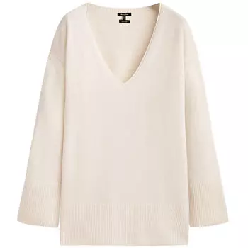 Свитер Massimo Dutti Wool And Cashmere Blend V-neck, кремовый