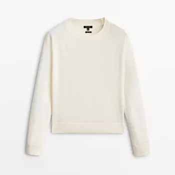 Свитер Massimo Dutti Wool And Cashmere Crew Neck, кремовый