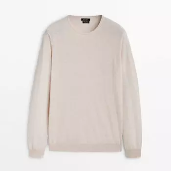 Свитер Massimo Dutti Wool Blend Crew Neck, бежевый