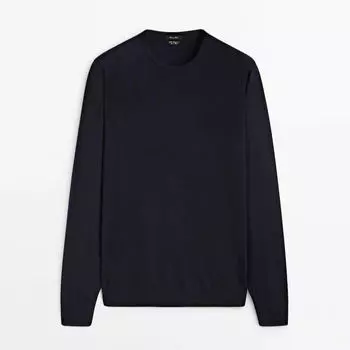 Свитер Massimo Dutti Wool Blend Crew Neck, темно-синий