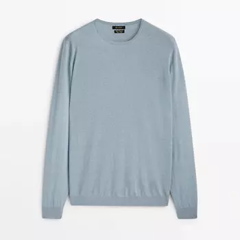 Свитер Massimo Dutti Wool Blend Crew Neck, голубой