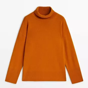 Свитер Massimo Dutti Wool Blend High Neck, оранжевый