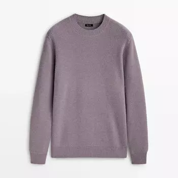 Свитер Massimo Dutti Wool Blend Smocked Knit, светло-фиолетовый