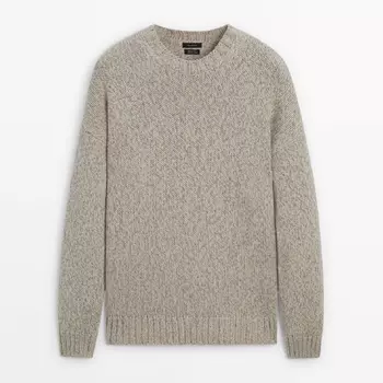 Свитер Massimo Dutti Wool Blend Twisted Yarn Knit, бежевый