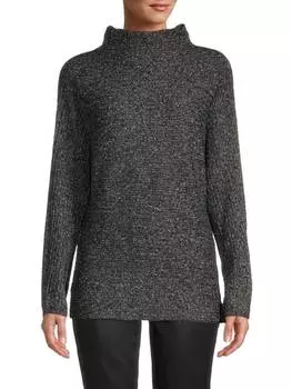 Свитер Max Studio пестрый с воротником-воронкой, черный