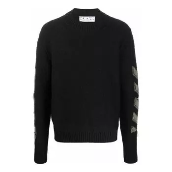Свитер men's fw21 arrow pattern round neck pullover wool sweater loose fit black Off-White, черный
