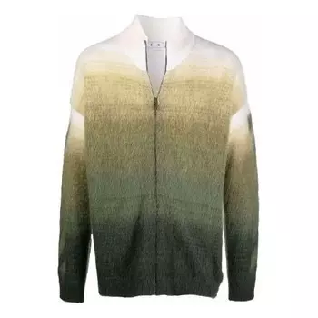 Свитер men's fw21 arrow pattern zipper cardigan wool sweater loose fit green Off-White, зеленый