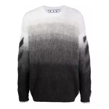 Свитер men's fw21 plush gradient round neck long sleeves pullover wool sweater loose fit autumn black Off-White, черный