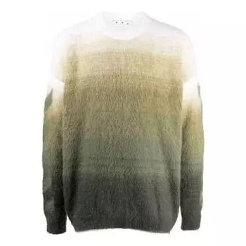 Свитер men's gradient effect round neck long sleeves wool sweater loose fit multicolor Off-White, зеленый