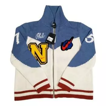 Свитер men's knit zipper blue white Nike, белый