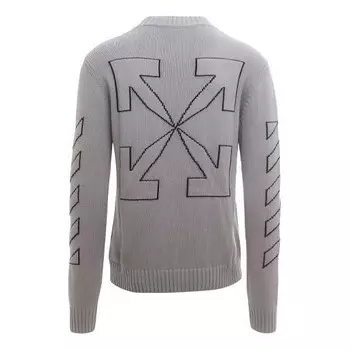 Свитер men's logo embroidered wool sweater gray Off-White, мультиколор