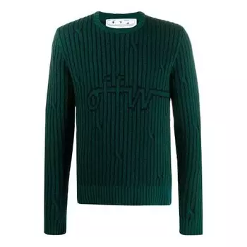 Свитер men's logo stripe knit green Off-White, зеленый